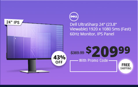 Dell UltraSharp 24" (23.8" Viewable) 1920 x 1080 5ms (Fast) 60Hz Monitor, IPS Panel