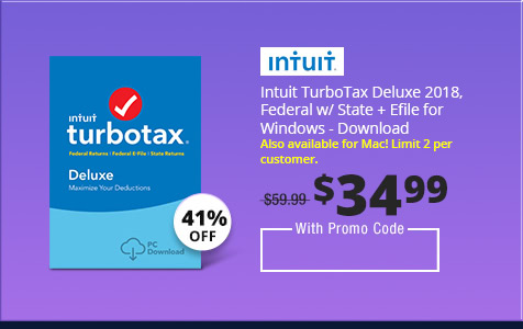 Intuit TurboTax Deluxe 2018, Federal w/ State + Efile for Windows - Download