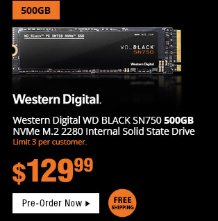 Western Digital WD BLACK SN750 500GB NVMe M.2 2280 Internal Solid State Drive