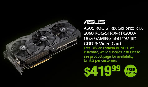 ASUS ROG STRIX GeForce RTX 2060 ROG-STRIX-RTX2060-O6G-GAMING 6GB 192-Bit GDDR6 Video Card