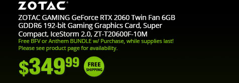 ZOTAC GAMING GeForce RTX 2060 Twin Fan 6GB GDDR6 192-bit Gaming Graphics Card, Super Compact, IceStorm 2.0, ZT-T20600F-10M