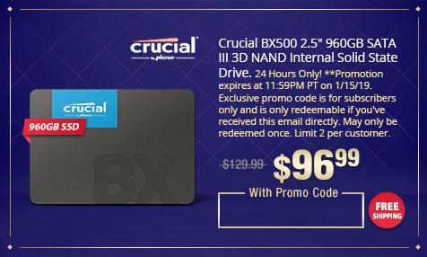 Crucial BX500 2.5" 960GB SATA III 3D NAND Internal Solid State Drive