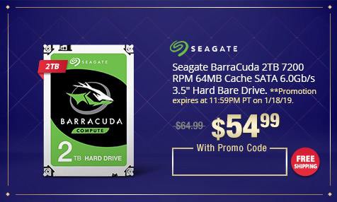 Seagate BarraCuda 2TB 7200 RPM 64MB Cache SATA 6.0Gb/s 3.5" Hard Bare Drive