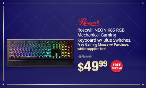 Rosewill NEON K85 RGB Mechanical Gaming Keyboard w/ Blue Switches