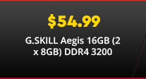 $54.99 G.SKILL Aegis 16GB (2 x 8GB) DDR4 3200