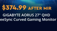 GIGABYTE AORUS 27" QHD FreeSync Curved Gaming Monitor