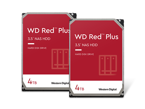 2 x WD Red Plus 4TB NAS Hard Disk Drive - 5400 RPM Class SATA 6Gb/s CMR 64MB Cache 3.5 Inch - WD40EFRX