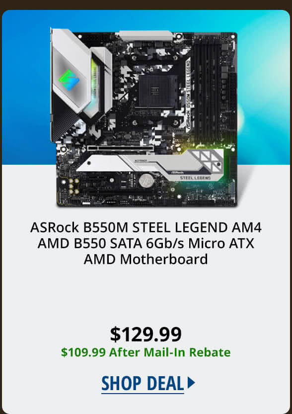 ASRock B550M STEEL LEGEND AM4 AMD B550 SATA 6Gb/s Micro ATX AMD Motherboard