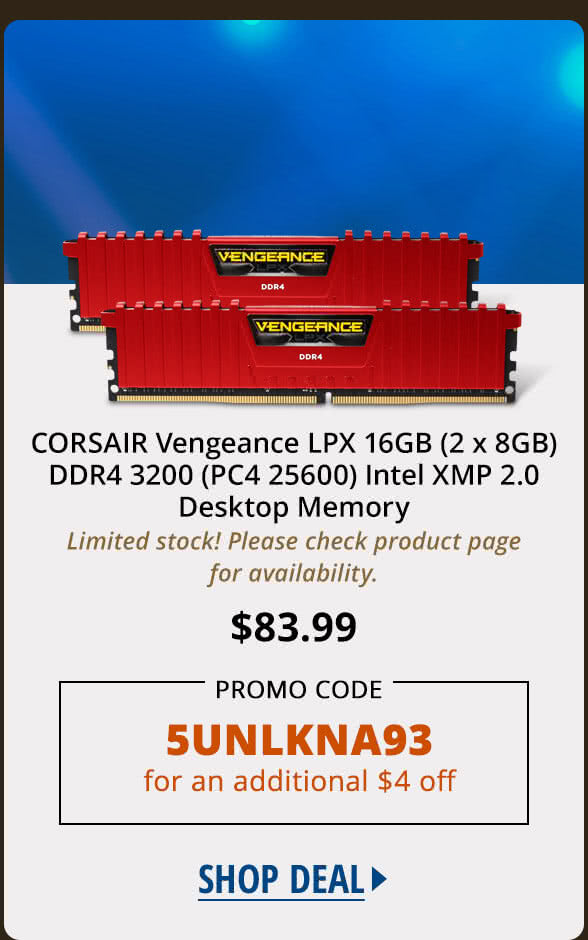 CORSAIR Vengeance LPX 16GB (2 x 8GB) DDR4 3200 (PC4 25600) Intel XMP 2.0 Desktop Memory