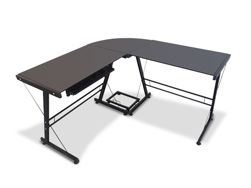 L-Shaped Durable Stalinite Splicing Desk 402C Black