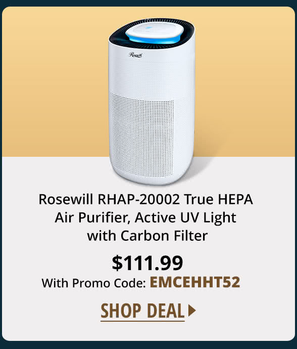 Rosewill RHAP-20002 True HEPA Air Purifier, Active UV Light with Carbon Filter