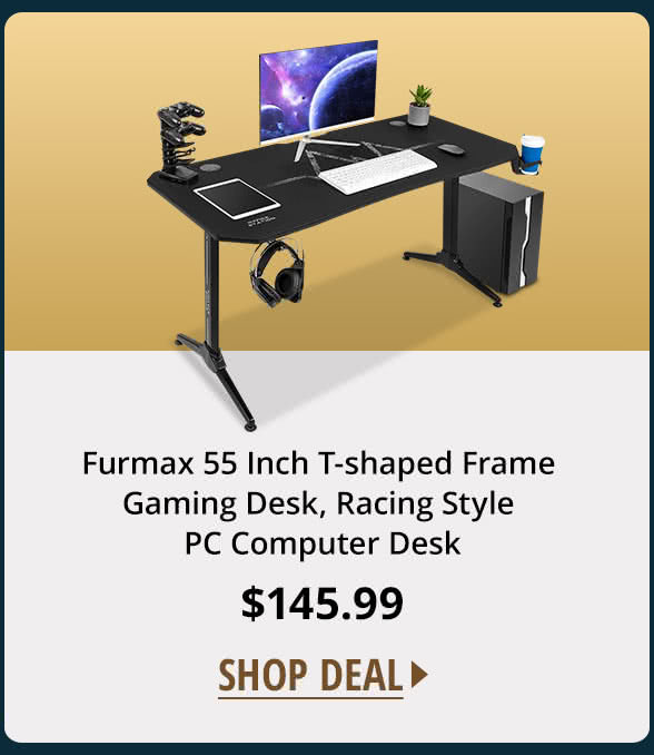 Furmax 55 Inch T-shaped Frame Gaming Desk, Racing Style PC Computer Desk