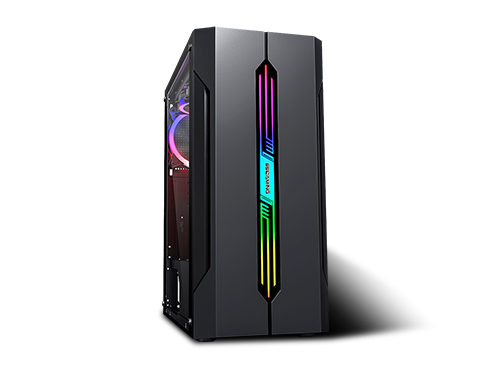 ESGAMING ATX Mid Tower Gaming PC Case w/ RGB Fan & LED Light Strips, 240mm AIO Support, Tempered Glass