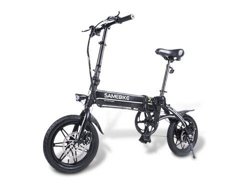 Samebike YINYU14 Folding Bicycle Moped Black Electric Bike E-bike 36V 8AH Lithium Battery for Adult