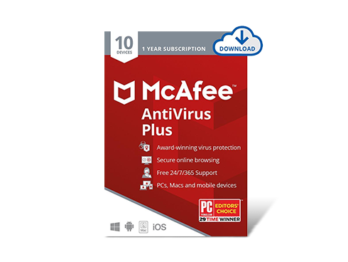 McAfee AntiVirus Plus, 10 Devices 1 Year - Download