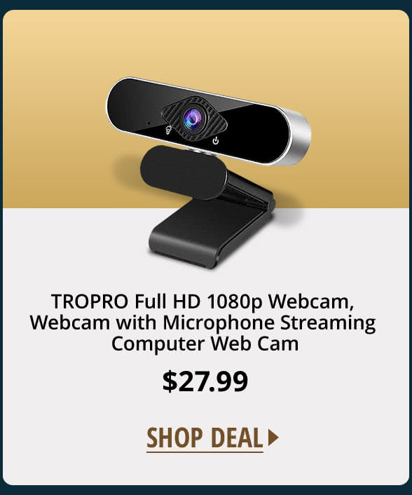 TROPRO Full HD 1080p Webcam, Webcam with Microphone Streaming Computer Web Cam