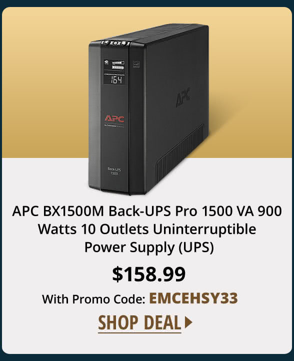 APC BX1500M Back-UPS Pro 1500 VA 900 Watts 10 Outlets Uninterruptible Power Supply (UPS)