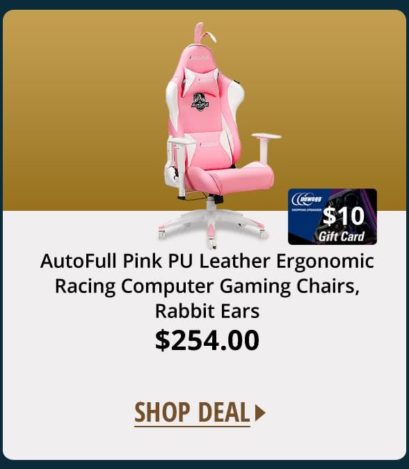 AutoFull Pink PU Leather Ergonomic Racing Computer Gaming Chairs, Rabbit Ears