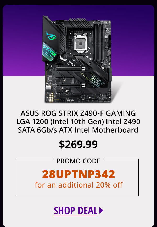 ASUS ROG STRIX Z490-F GAMING LGA 1200 (Intel 10th Gen) Intel Z490 SATA 6Gb/s ATX Intel Motherboard 