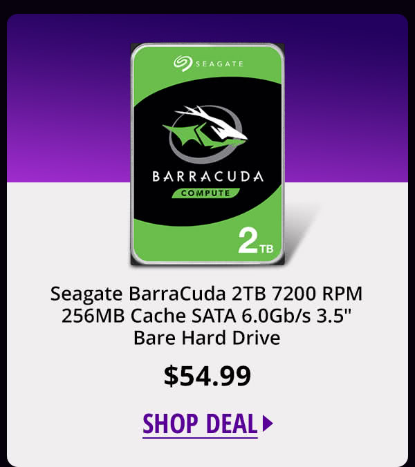 Seagate BarraCuda 2TB 7200 RPM 256MB Cache SATA 6.0Gb/s 3.5" Bare Hard Drive