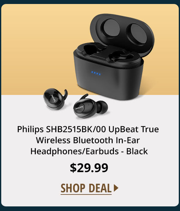 Philips SHB2515BK/00 UpBeat True Wireless Bluetooth In-Ear Headphones/Earbuds - Black