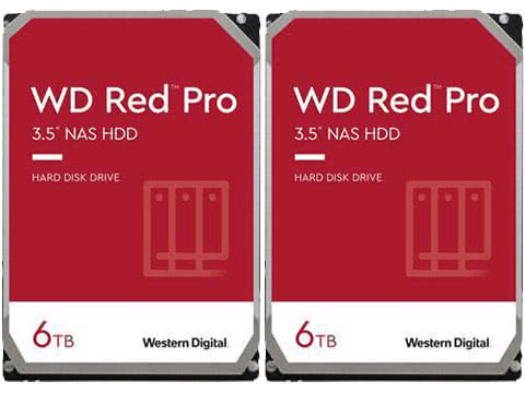 2 x WD Red Pro WD6003FFBX 6TB 7200 RPM 256MB Cache SATA 6.0Gb/s 3.5" Internal Bare Hard Drive
