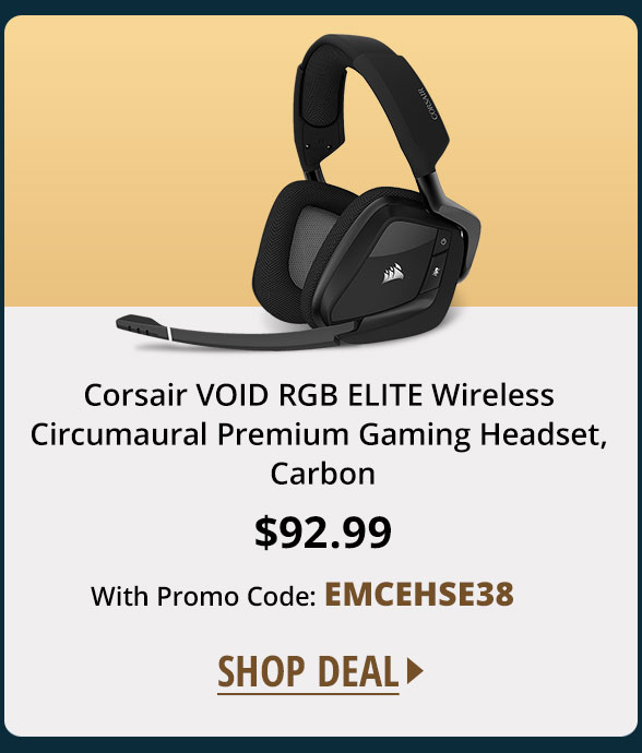 Corsair VOID RGB ELITE Wireless Circumaural Premium Gaming Headset, Carbon