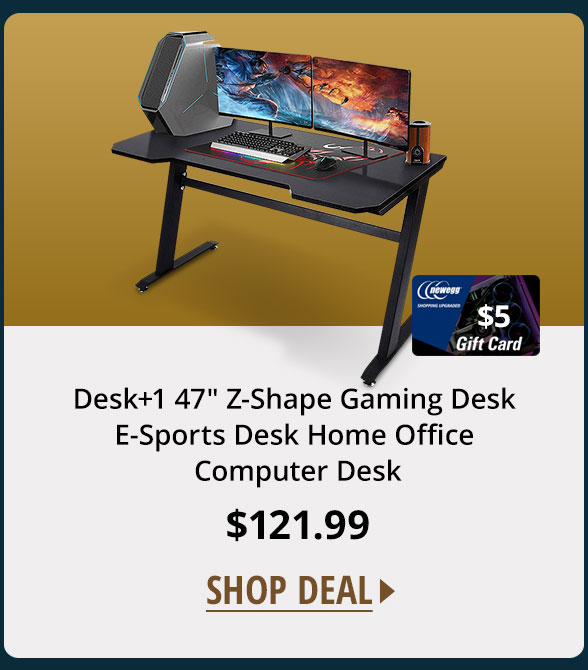 Desk+1 47" Z-Shape Gaming Desk E-Sports Desk Home Office Computer Desk