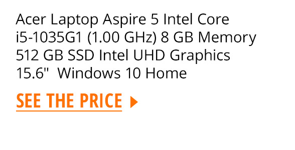 Acer Laptop Aspire 5 Intel Core i5-1035G1 (1.00 GHz) 8 GB Memory 512 GB SSD Intel UHD Graphics 15.6"  Windows 10 Home