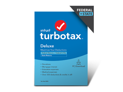 TurboTax Deluxe 2020 Desktop Tax Software, Federal and State Returns + Federal E-file, PC Download (State E-file Additional)