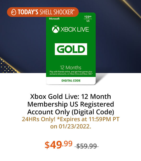 Xbox Gold Live: 12 Month Membership US Registered Account Only (Digital Code)