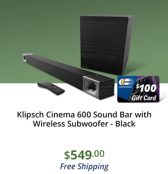 Klipsch Cinema 600 Sound Bar with Wireless Subwoofer - Black