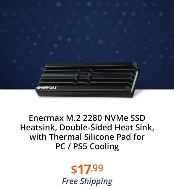 Enermax M.2 2280 NVMe SSD Heatsink, Double-Sided Heat Sink, with Thermal Silicone Pad for PC / PS5 Cooling