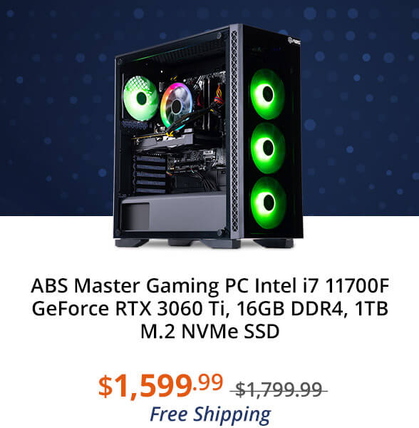 ABS Master Gaming PC Intel i7 11700F GeForce RTX 3060 Ti, 16GB DDR4, 1TB M.2 NVMe SSD