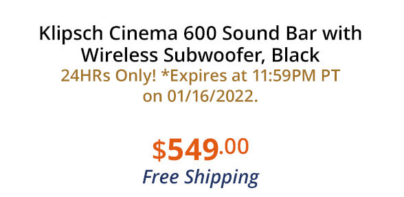 Klipsch Cinema 600 Sound Bar with Wireless Subwoofer, Black