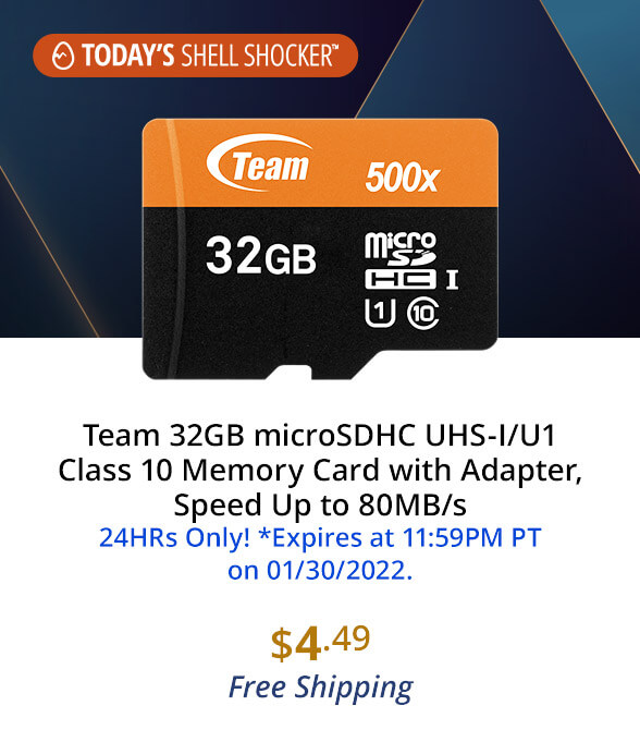 Team 32GB microSDHC UHS-I/U1 Class 10 Memory Card with Adapter, Speed Up to 80MB/s