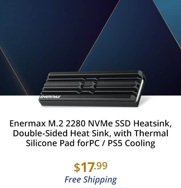 Enermax M.2 2280 NVMe SSD Heatsink, Double-Sided Heat Sink, with Thermal Silicone Pad for PC / PS5 Cooling