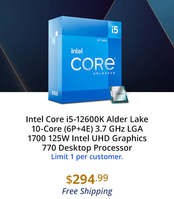 Intel Core i5-12600K Alder Lake 10-Core (6P+4E) 3.7 GHz LGA 1700 125W Intel UHD Graphics 770 Desktop Processor