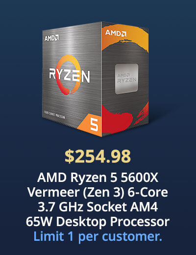 AMD Ryzen 5 5600X Vermeer (Zen 3) 6-Core 3.7 GHz Socket AM4 65W Desktop Processor