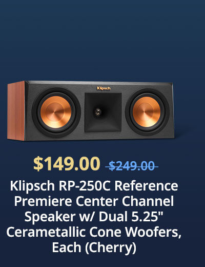 Klipsch RP-250C Reference Premiere Center Channel Speaker w/ Dual 5.25" Cerametallic Cone Woofers, Each (Cherry)