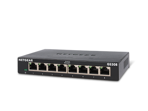 NETGEAR 8-Port Gigabit Ethernet Unmanaged Switch (GS308) - Home Network Hub, Office Ethernet Splitter, Plug-and-Play, Fanless Metal Housing, Desktop or Wall Mount