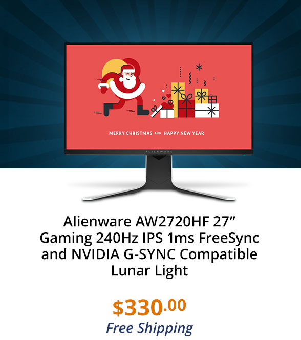 Alienware AW2720HF 27” Gaming 240Hz IPS 1ms FreeSync and NVIDIA G-SYNC Compatible Lunar Light