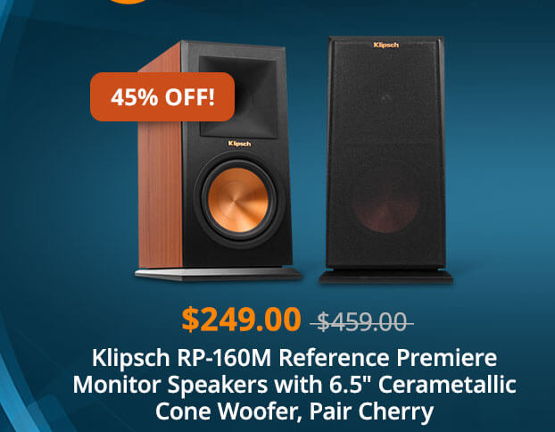 Klipsch RP-160M Reference Premiere Monitor Speakers with 6.5" Cerametallic Cone Woofer, Pair Cherry