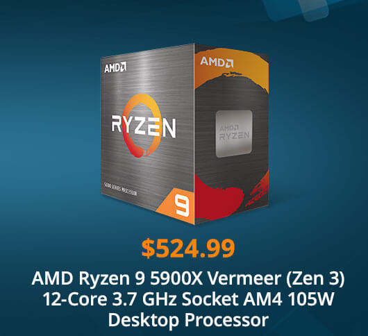 AMD Ryzen 9 5900X Vermeer (Zen 3) 12-Core 3.7 GHz Socket AM4 105W Desktop Processor 