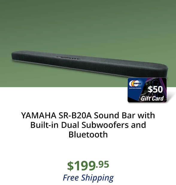 YAMAHA SR-B20A Sound Bar with Built-in Dual Subwoofers and Bluetooth