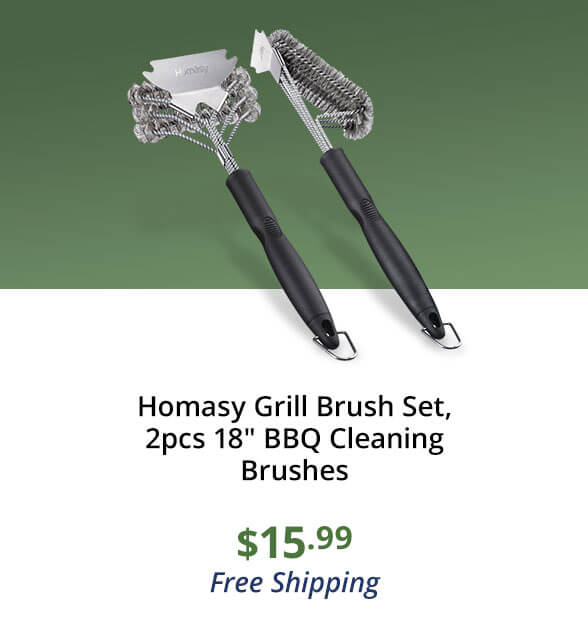 Homasy Grill Brush Set, 2pcs 18" BBQ Cleaning Brushes