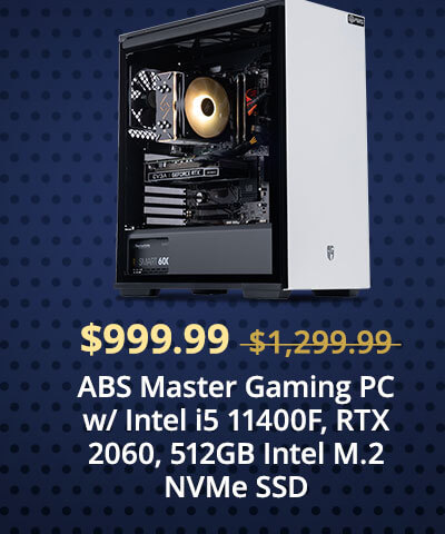 ABS Master Gaming PC w/ Intel i5 11400F, RTX 2060, 512GB Intel M.2 NVMe SSD