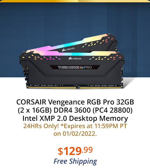 CORSAIR Vengeance RGB Pro 32GB (2 x 16GB) DDR4 3600 (PC4 28800) Intel XMP 2.0 Desktop Memory