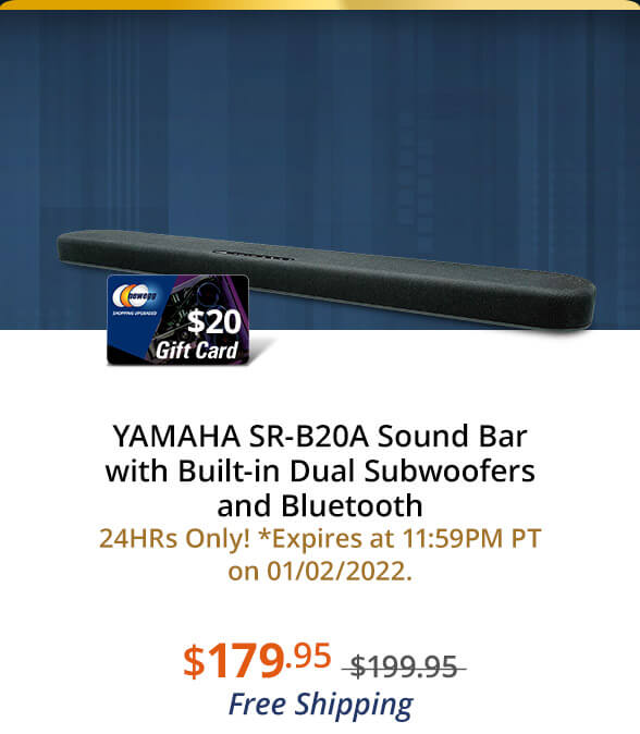 YAMAHA SR-B20A Sound Bar with Built-in Dual Subwoofers and Bluetooth