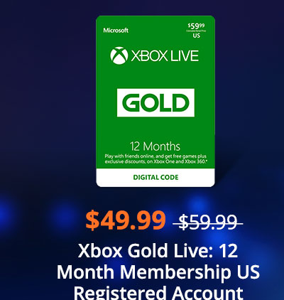 Xbox Gold Live: 12 Month Membership US Registered Account Only (Digital Code)